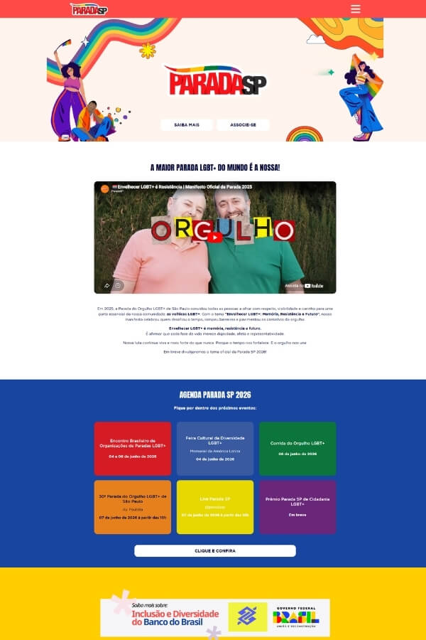 Captura de site: Parada LGBT+ de São Paulo